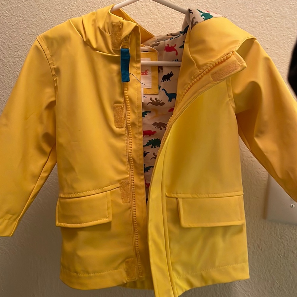 CAT & JACK Yellow Rain Jacket 12mo Dinosaurs